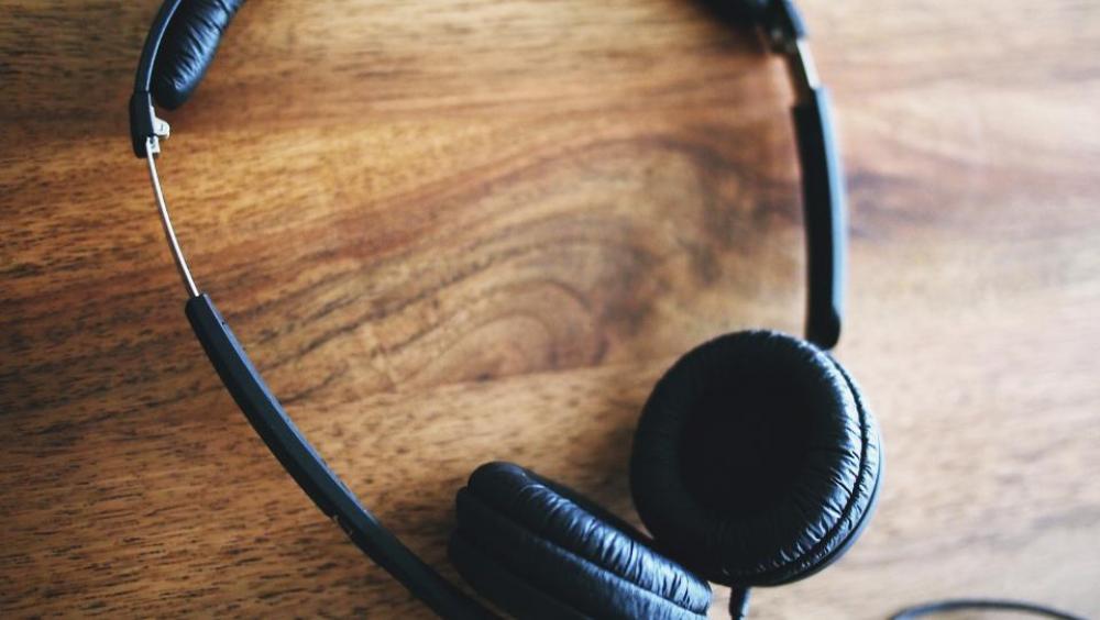 headphones audio technology wood desk headphones audio technology wood desk