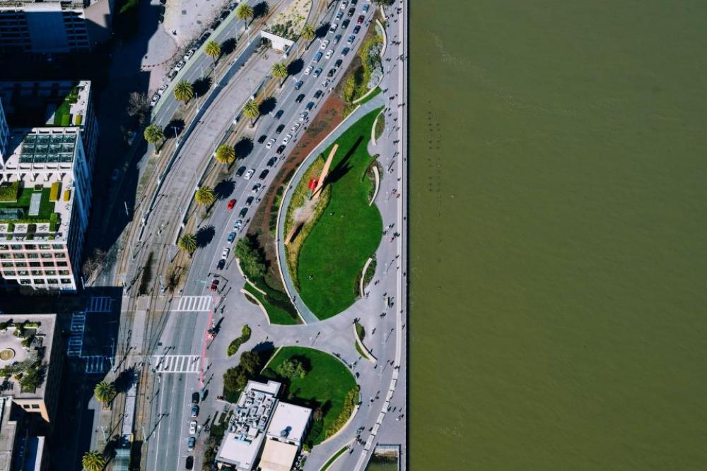 road highway aerial water ocean road highway aerial water ocean
