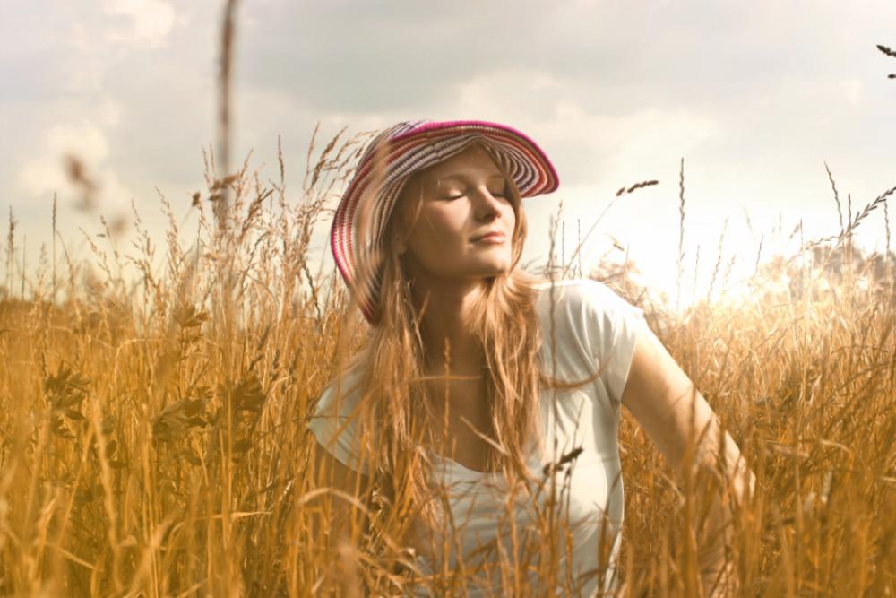 woman sun hat field farm woman sun hat field farm