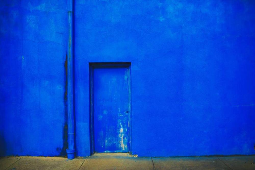 blue concrete wall door blue concrete wall door