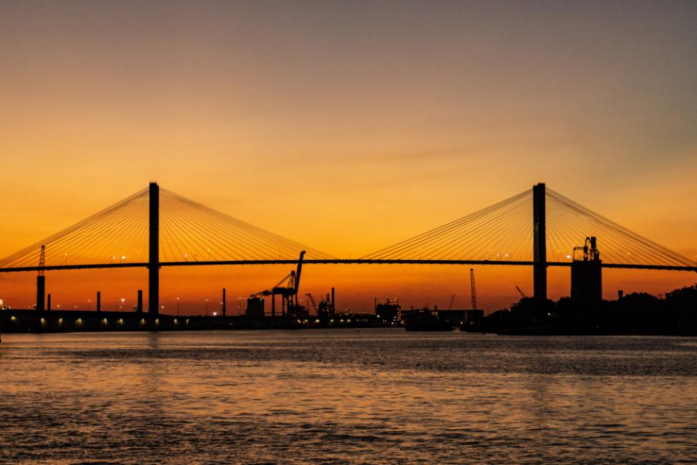 orange sunset bridge infrastructure travel orange sunset bridge infrastructure travel