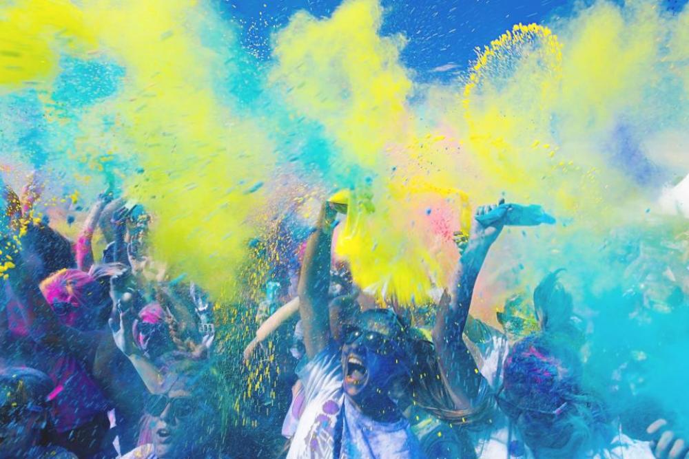 people crowd color party fun people crowd color party fun