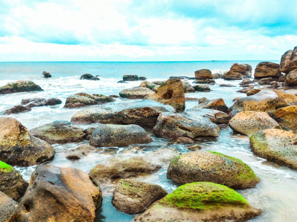 sea rocks blue sky clouds sea rocks blue sky clouds