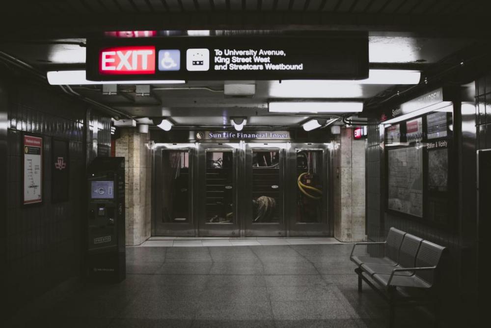 subway station places exit sign subway station places exit sign