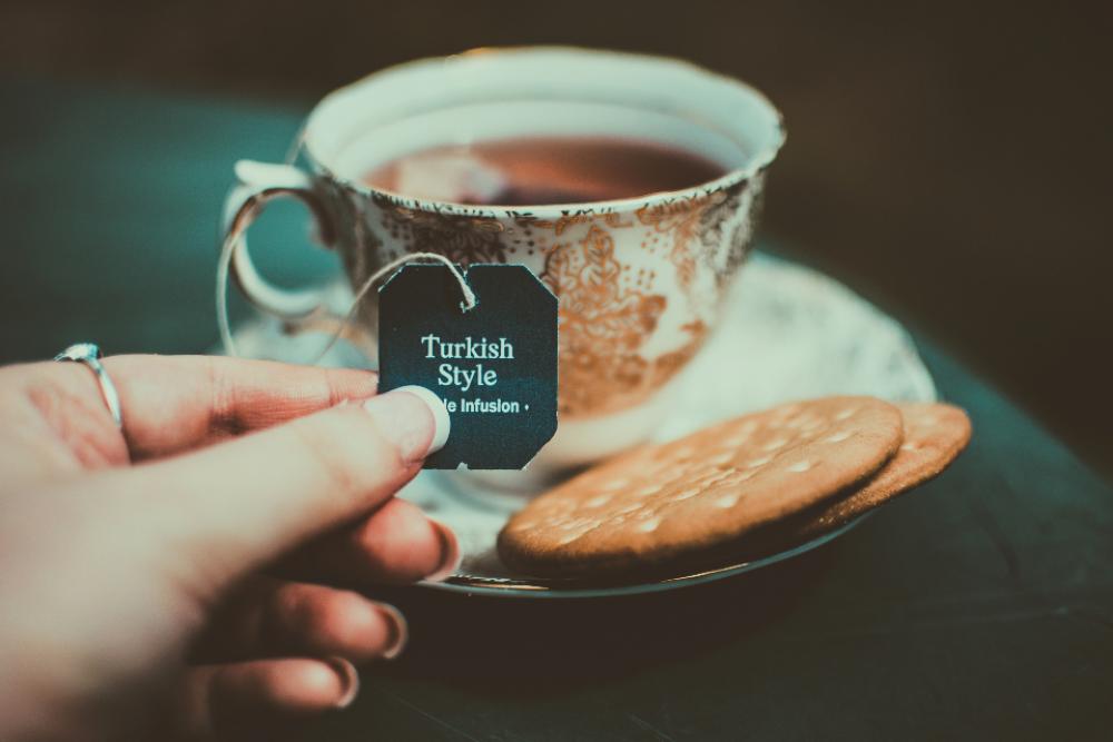 cup turkish tea hand biscuits cup turkish tea hand biscuits