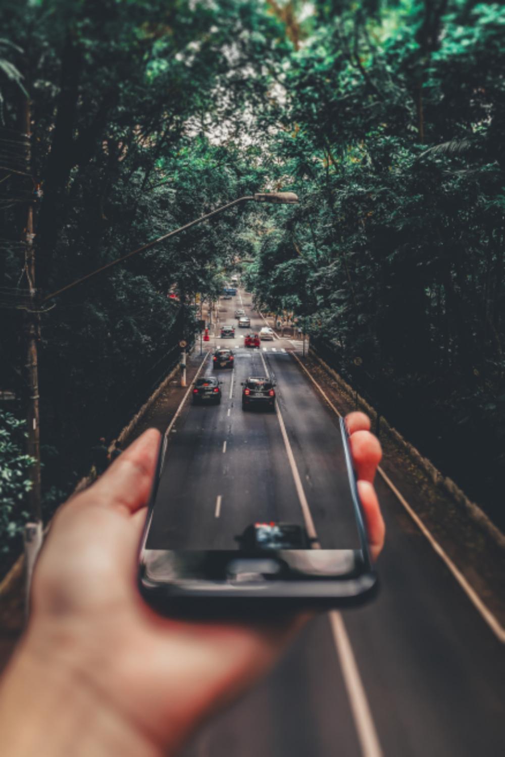 mobile photography road cars trees mobile photography road cars trees
