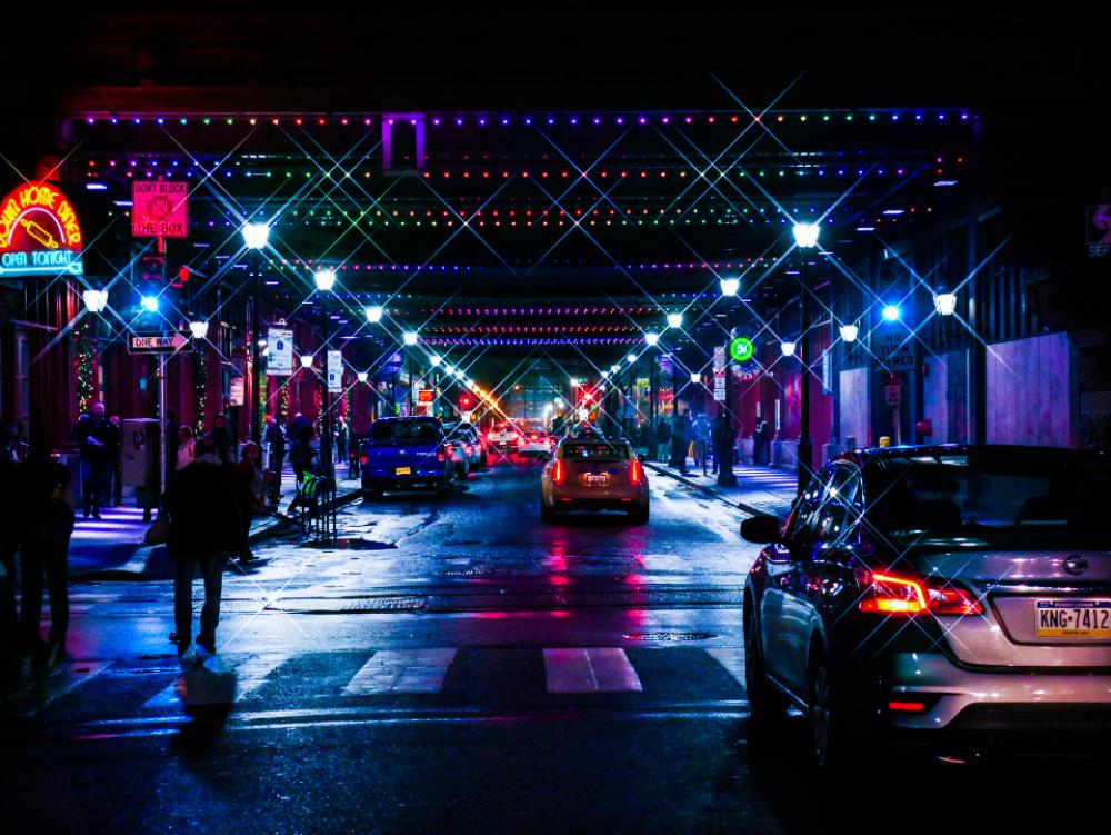 city stree night lights crosswalk city stree night lights crosswalk