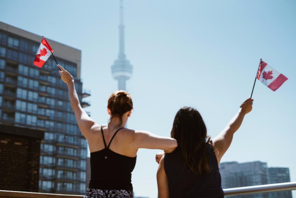 girls women people canadian flags girls women people canadian flags