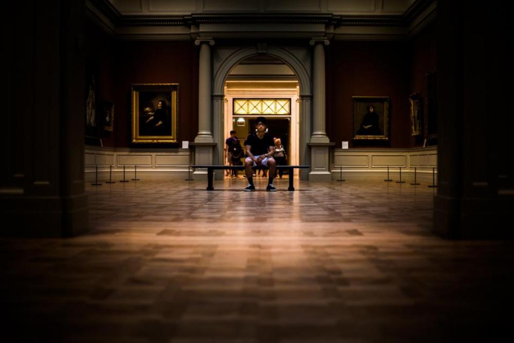 people man sitting alone museum people man sitting alone museum