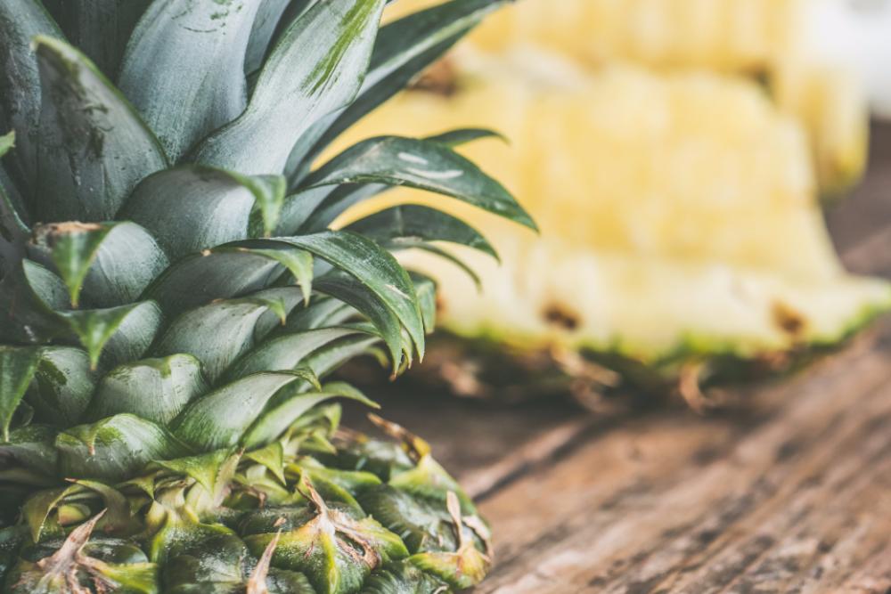 pineapple table wood fruit food pineapple table wood fruit food