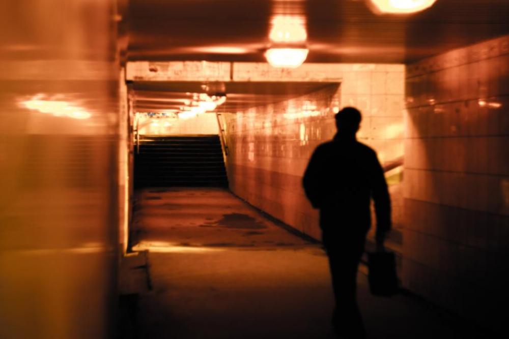 people man alone walking building people man alone walking building
