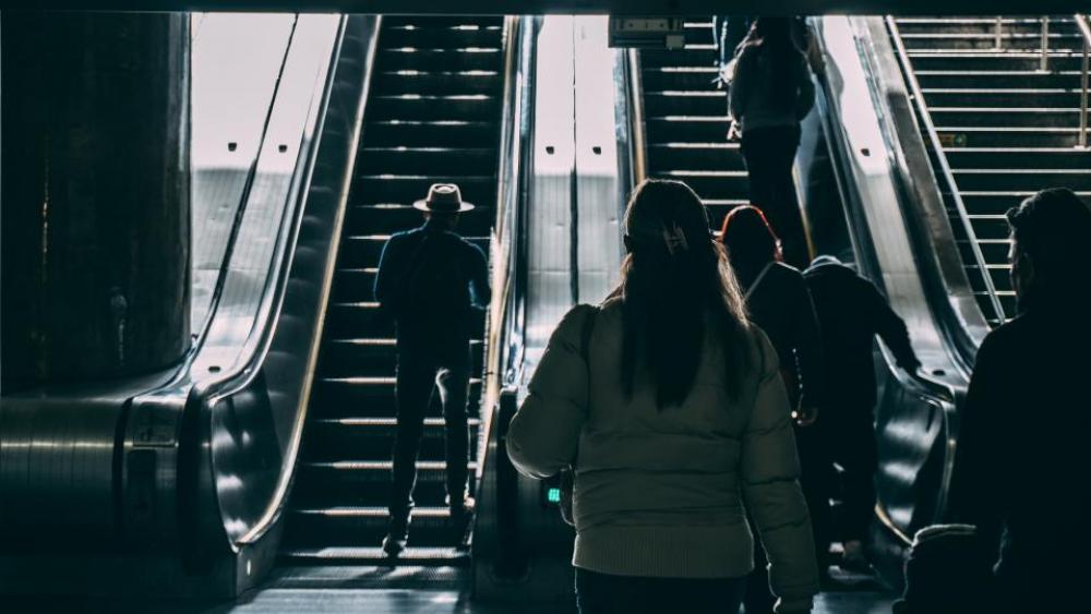 transportation subway people crowd escalators transportation subway people crowd escalators