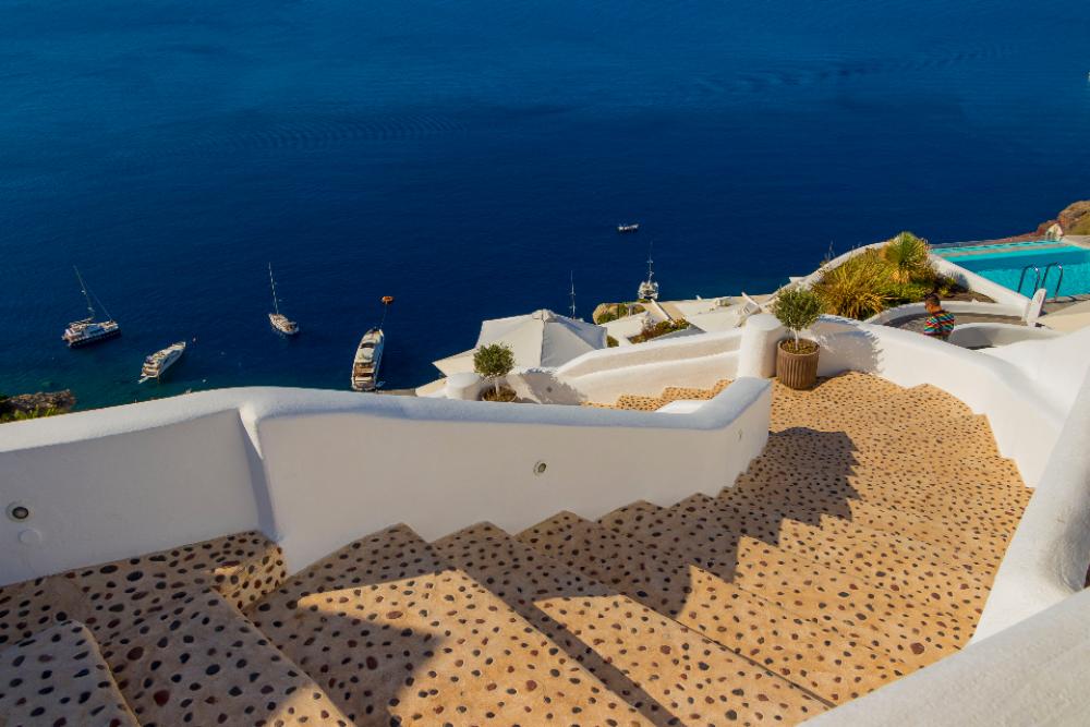 Santorini Greece amazing view steps Santorini Greece amazing view steps