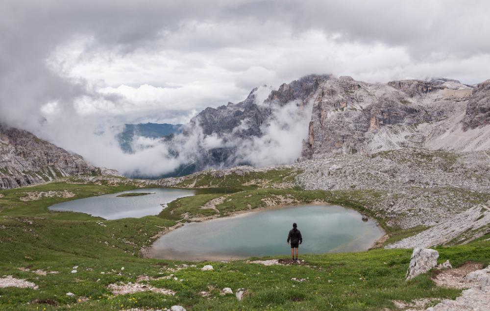 dolomites hiker landscape rock girl dolomites hiker landscape rock girl