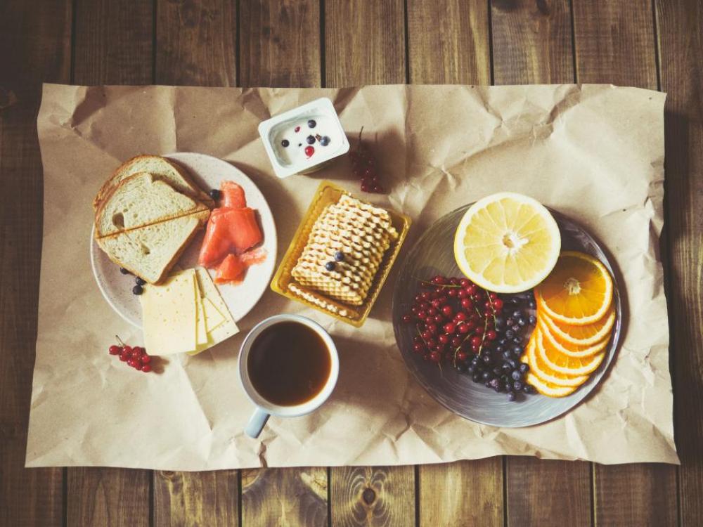 breakfast snack fruits bread coffee breakfast snack fruits bread coffee
