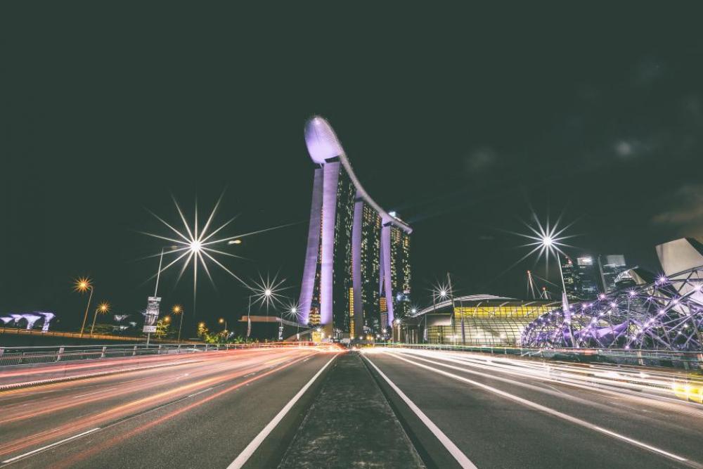 building architecture night lights road building architecture night lights road