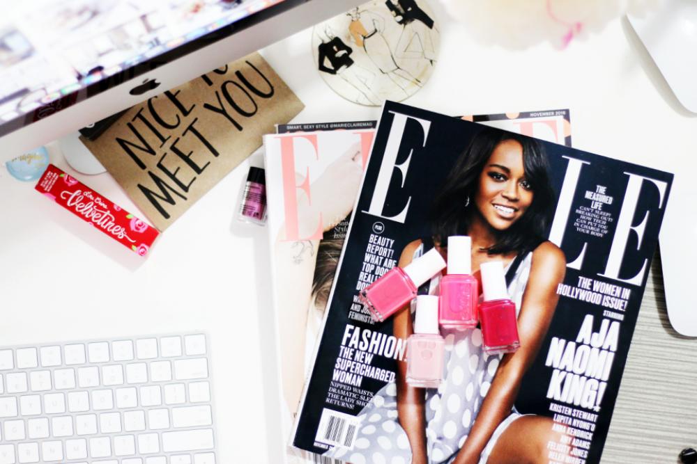 magazine desk flat lay nail polish office magazine desk flat lay nail polish office