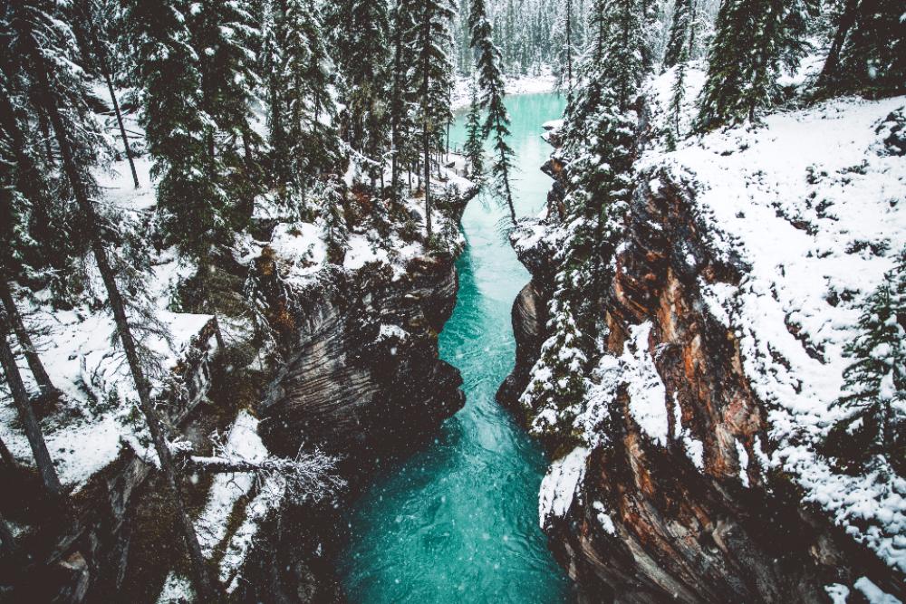 Snow winter snowing canyon Athabasca Snow winter snowing canyon Athabasca