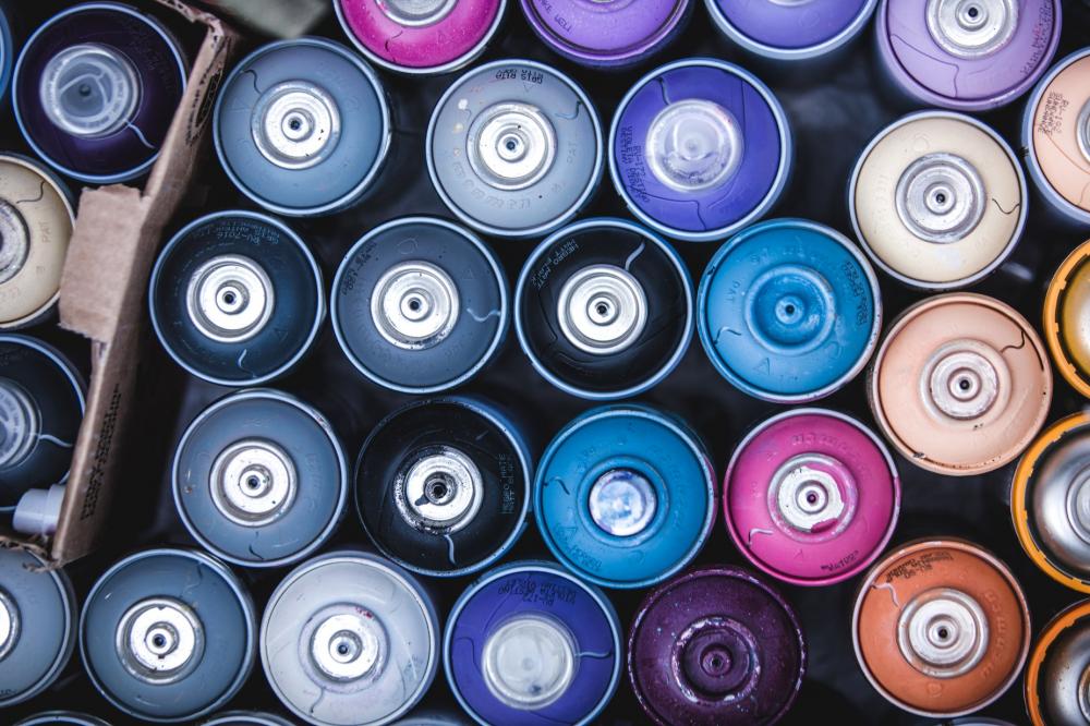Looking Down At Spray Cans Photo Looking Down At Spray Cans Photo