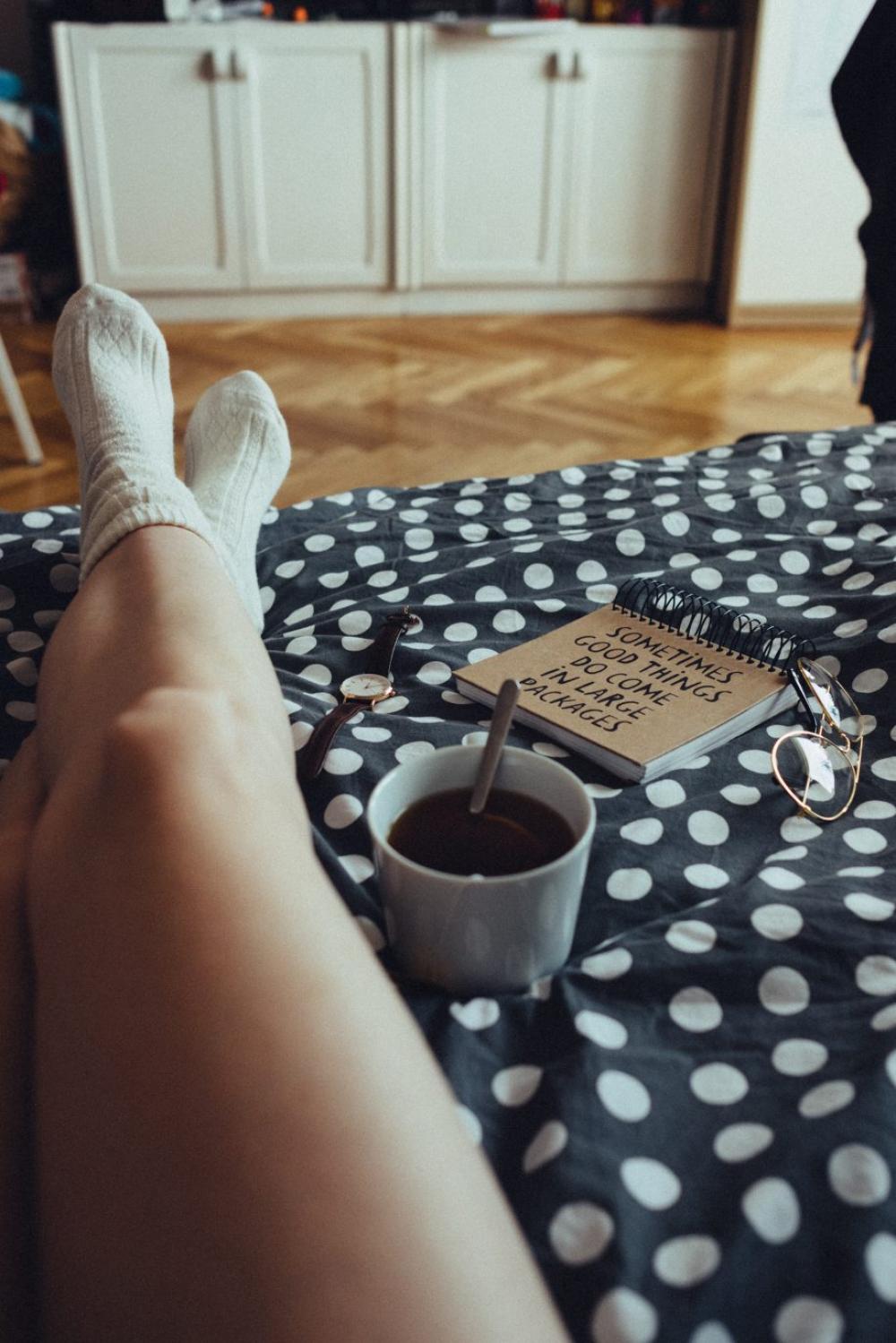 Chilling in bed in woollen socks 3 Chilling in bed in woollen socks 3