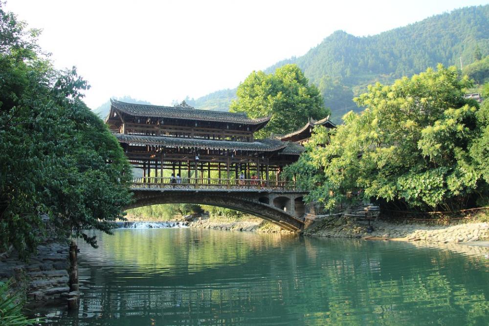 Bridge Green Plants Thousand Households Miao Village Bridge Green Plants Thousand Households Miao Village