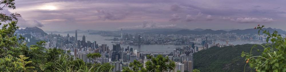 Hong Kong Victoria Harbour Sunset Panorama Hong Kong Victoria Harbour Sunset Panorama