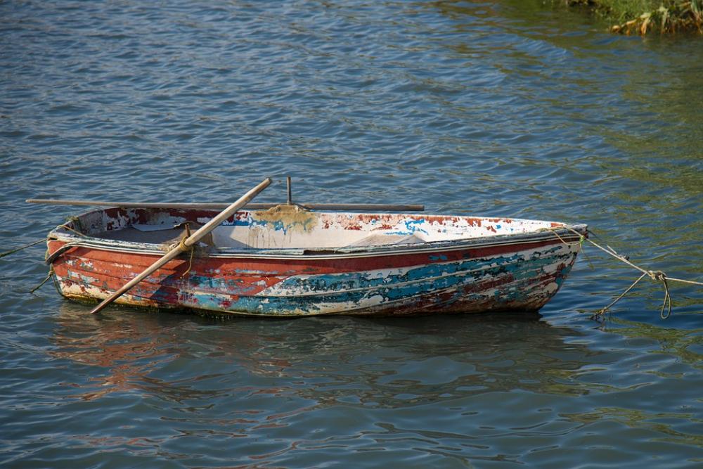 Old Boat Sea Boat Landscape Summer Greece Corfu Old Boat Sea Boat Landscape Summer Greece Corfu