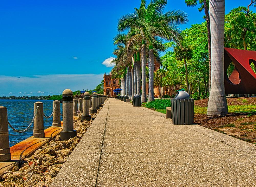 Promenade Florida Sea Water Ringling Palm Trees Promenade Florida Sea Water Ringling Palm Trees
