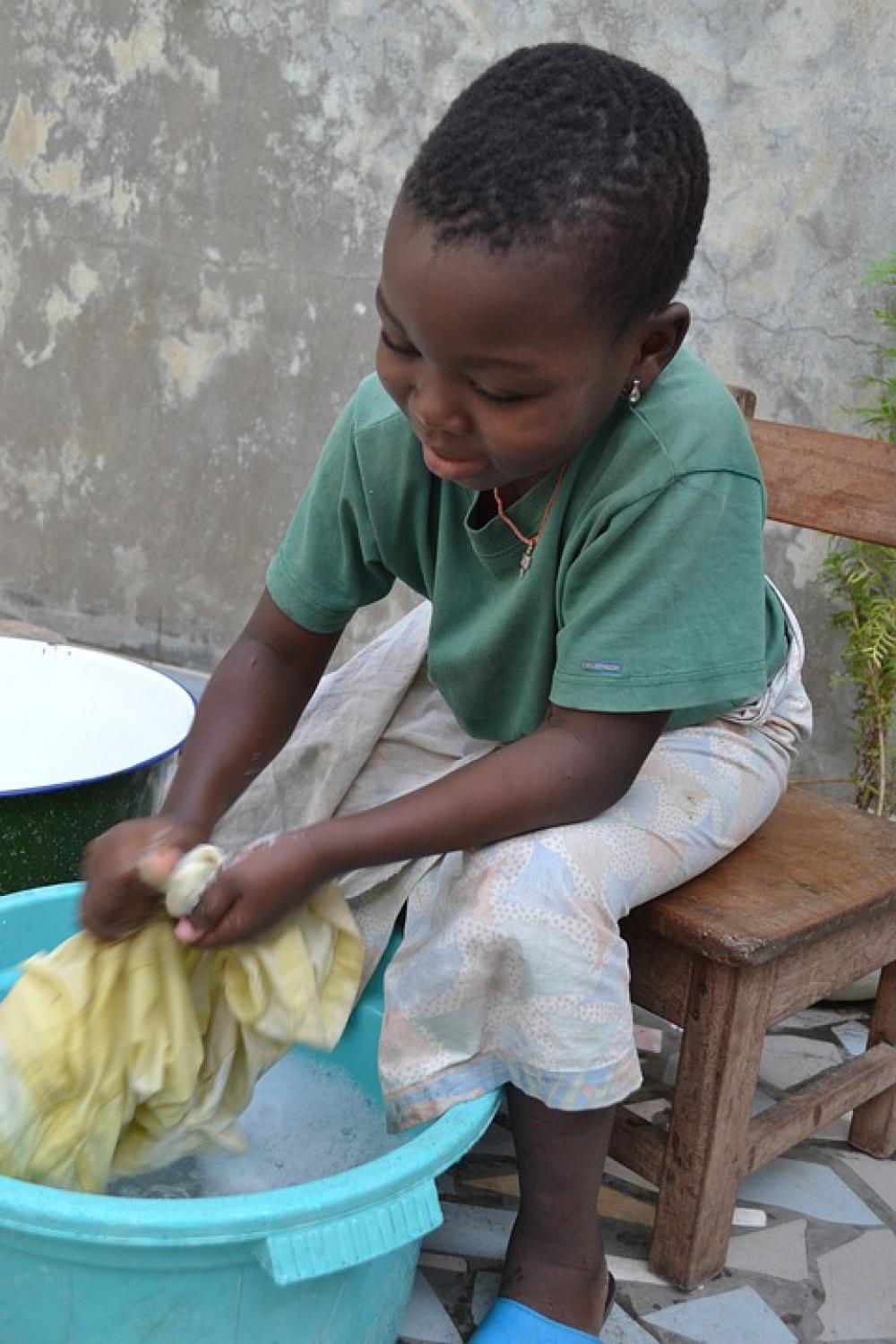 Wash Child Laundry Hands Basin Water Young Happy Wash Child Laundry Hands Basin Water Young Happy