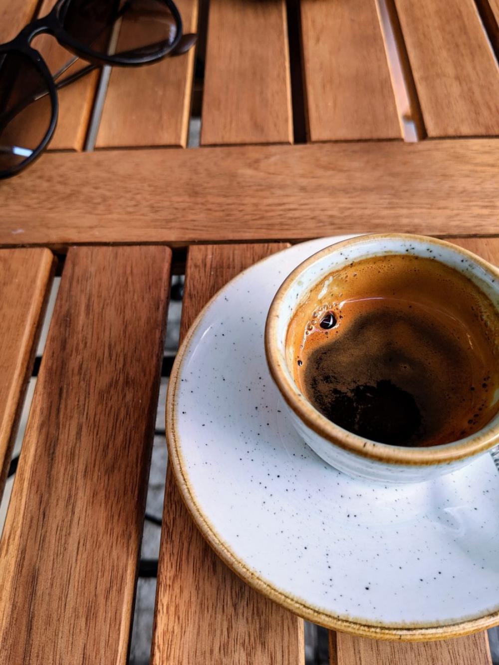 Espresso with sun glasses Espresso with sun glasses