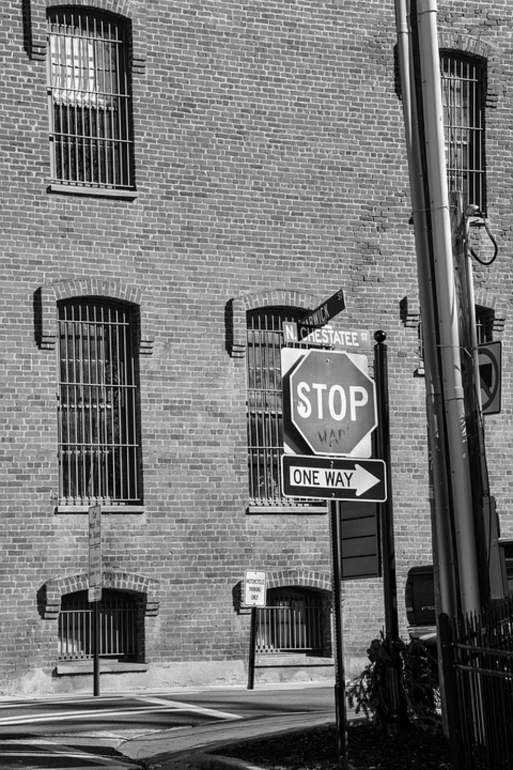 Building Stop Sign Sign Stop Warning City Street Building Stop Sign Sign Stop Warning City Street