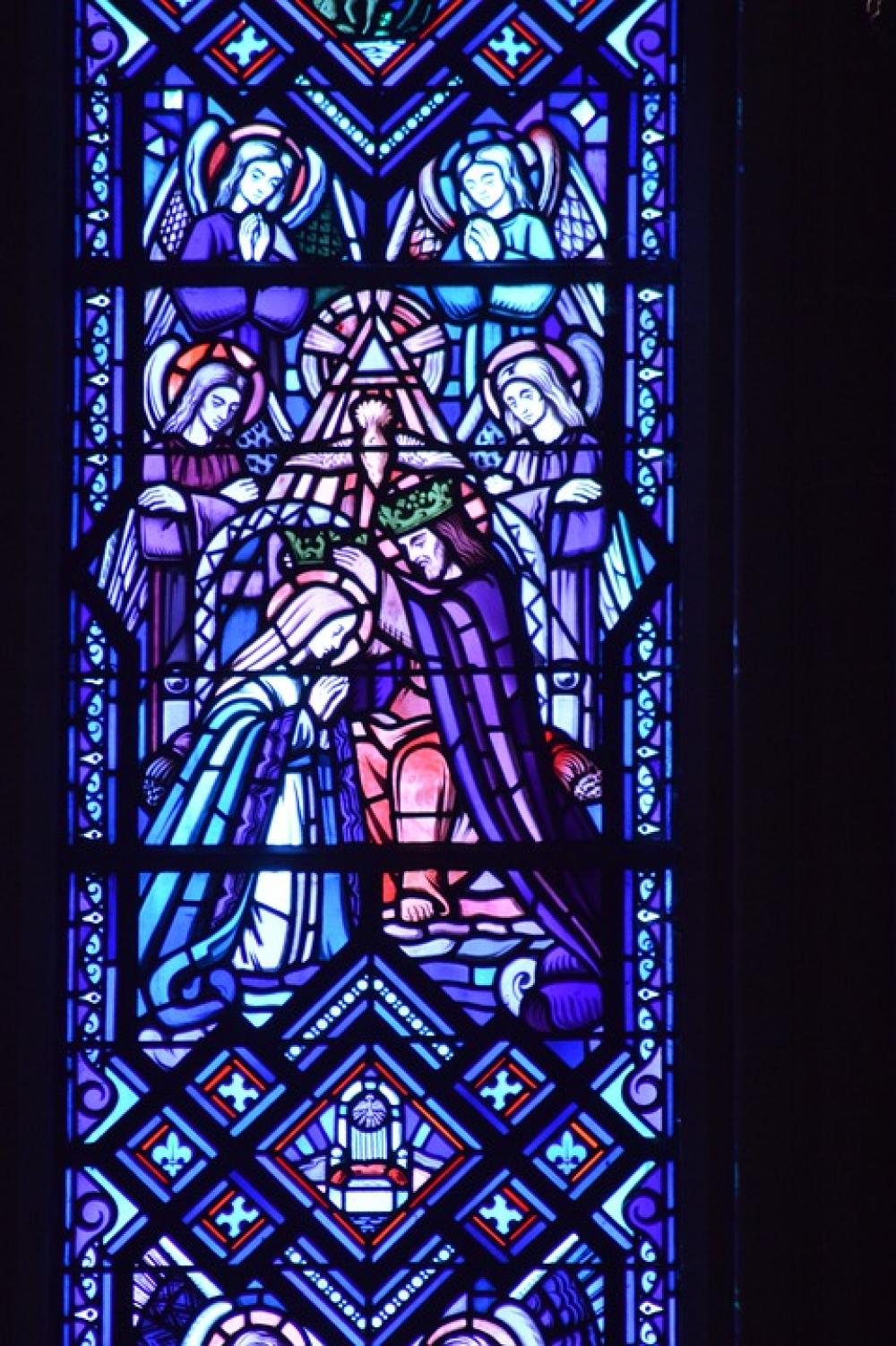 Stained Glass Colorful Blue Window Church Stained Glass Colorful Blue Window Church