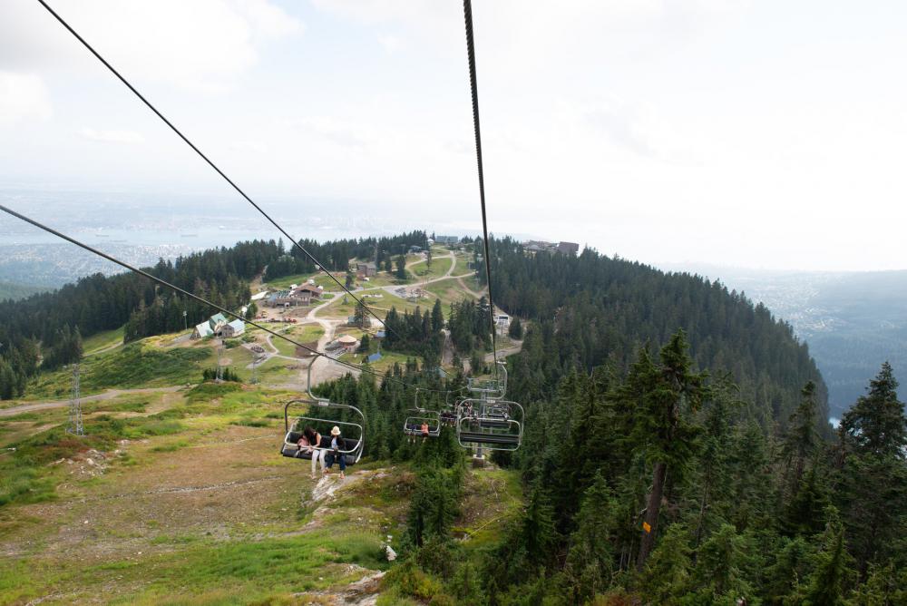 Happy Tourists On A Chairlift In The Mountains Photo Happy Tourists On A Chairlift In The Mountains Photo