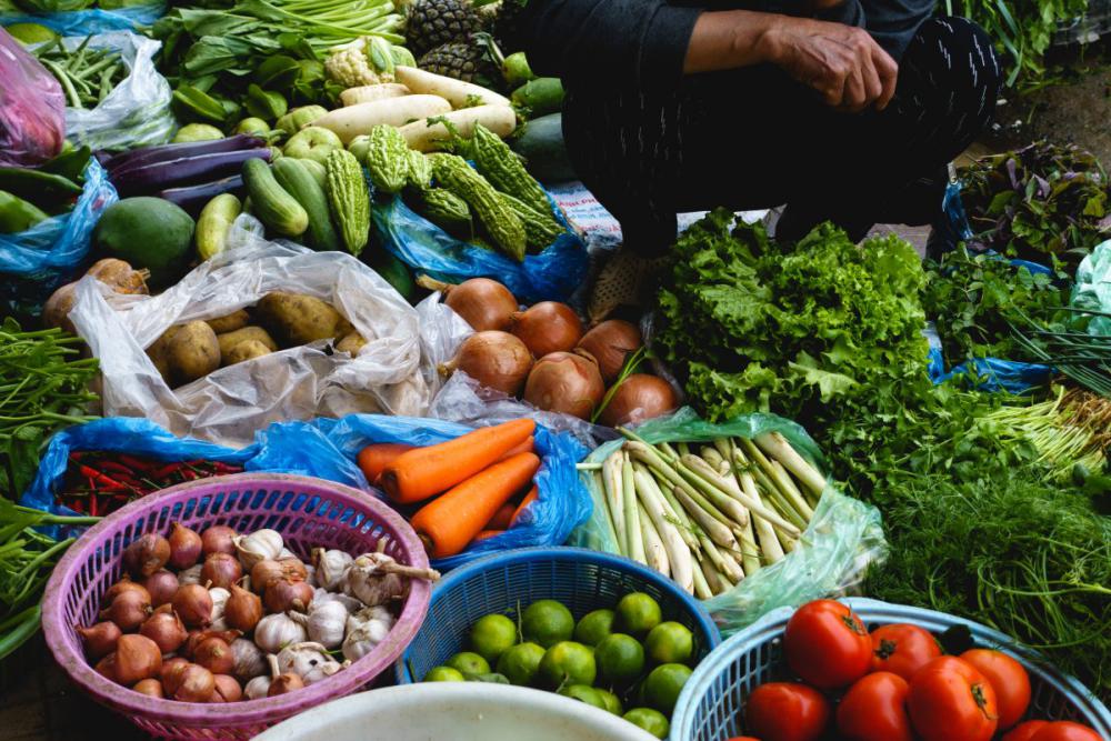 Fresh vegetables at a farmers market in Asia Fresh vegetables at a farmers market in Asia