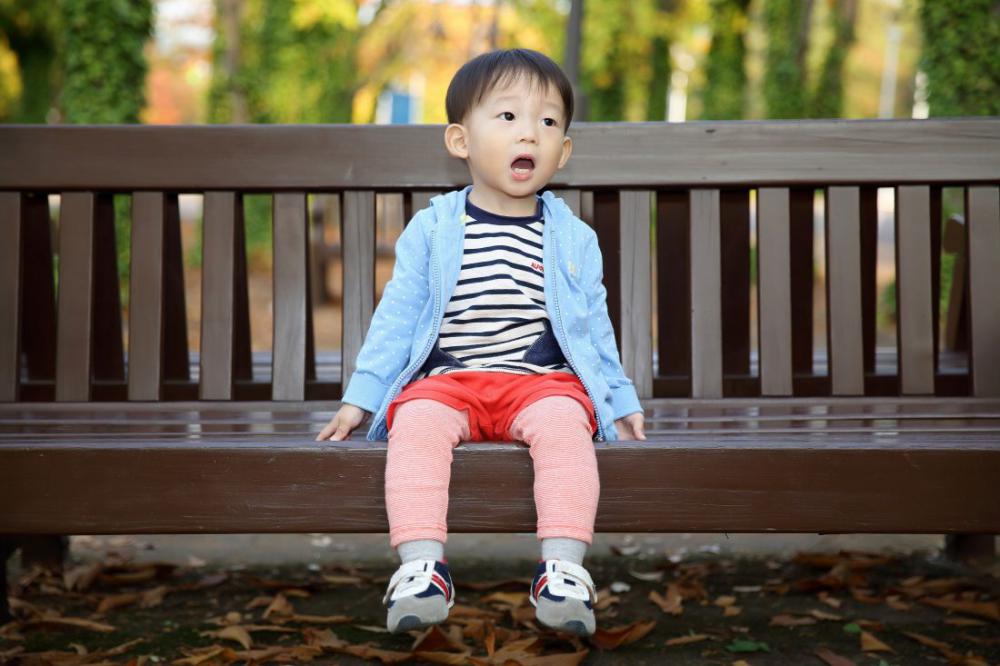 Baby Boy on Bench Baby Boy on Bench