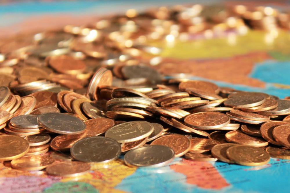Money Coins on Map Money Coins on Map