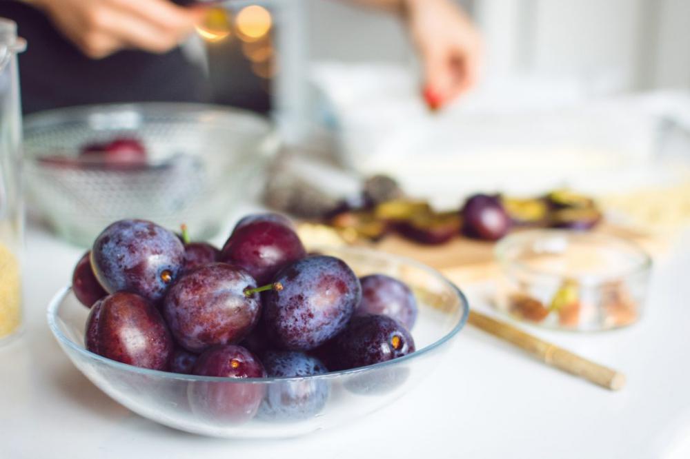 Plums in Glass Bowl Plums in Glass Bowl
