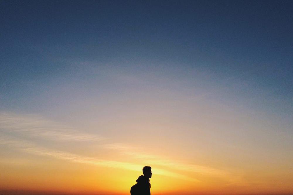Man Silhouette at Sunset Man Silhouette at Sunset
