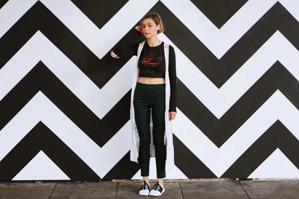 Woman by Patterned Wall Woman by Patterned Wall