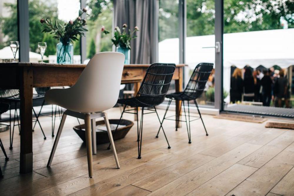 Modern interior with dining table and chairs Modern interior with dining table and chairs