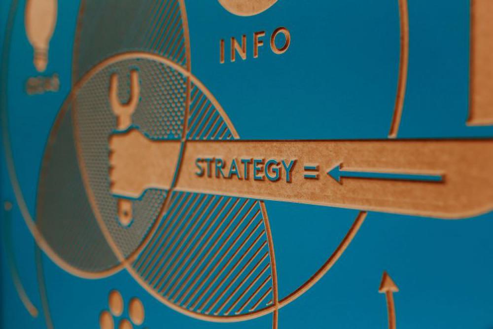 Designer work flow chart on a blue background Designer work flow chart on a blue background