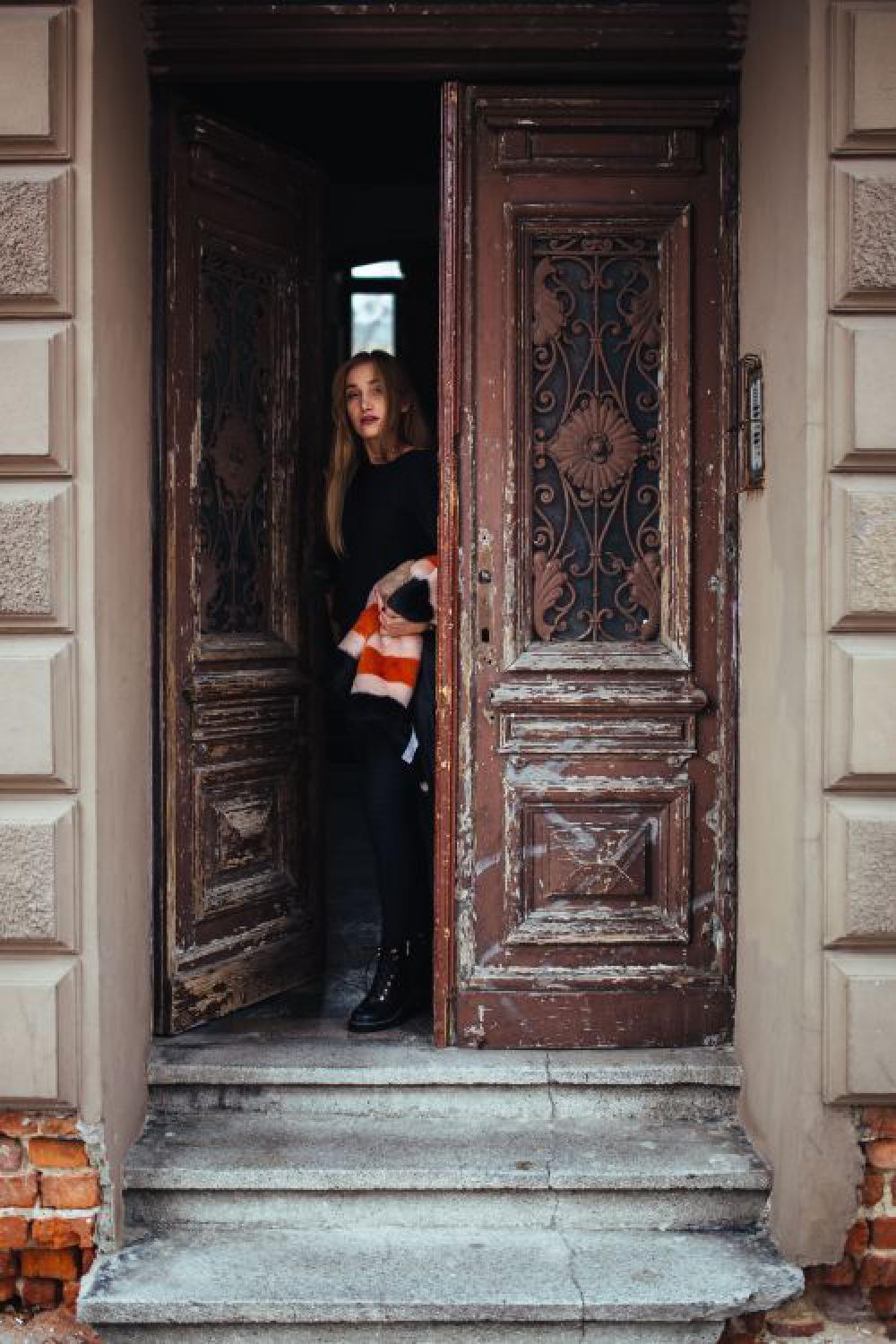 Portrait of young woman on the street Portrait of young woman on the street