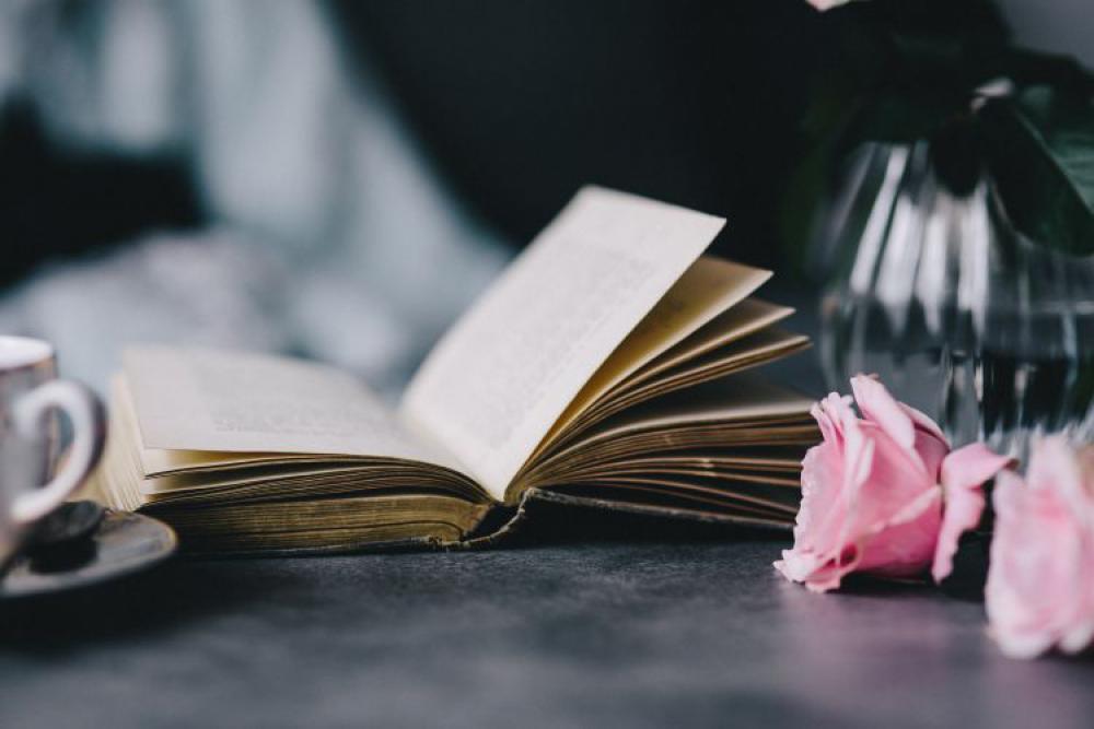 Lovely roseses, book and coffee Lovely roseses, book and coffee