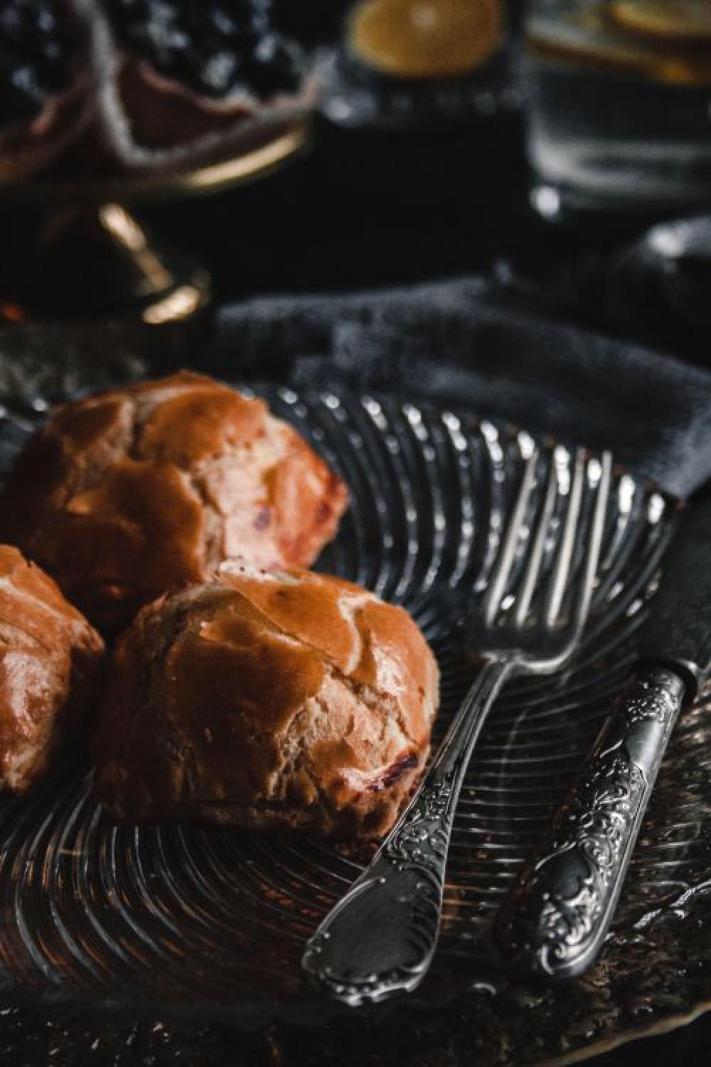 Sweet buns with cream cheese inside Sweet buns with cream cheese inside