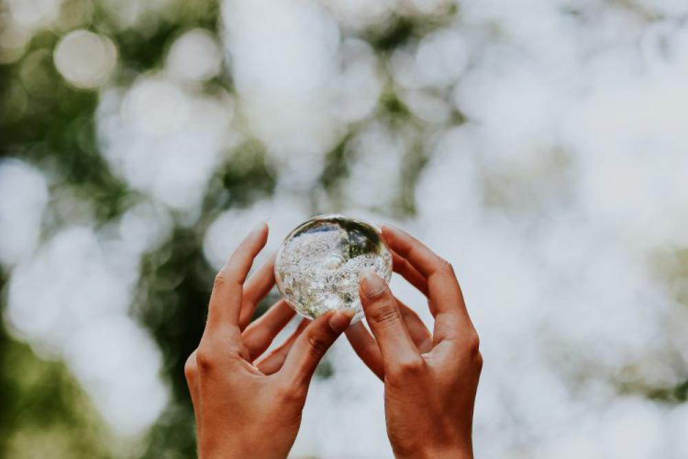 Woman with a little crystal ball Woman with a little crystal ball