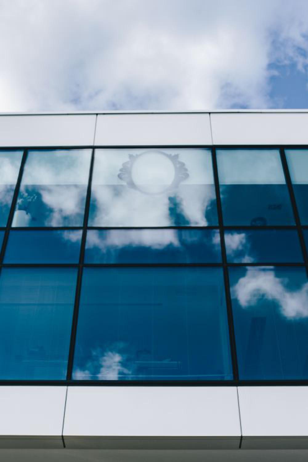 Office building windows and blue sky Office building windows and blue sky