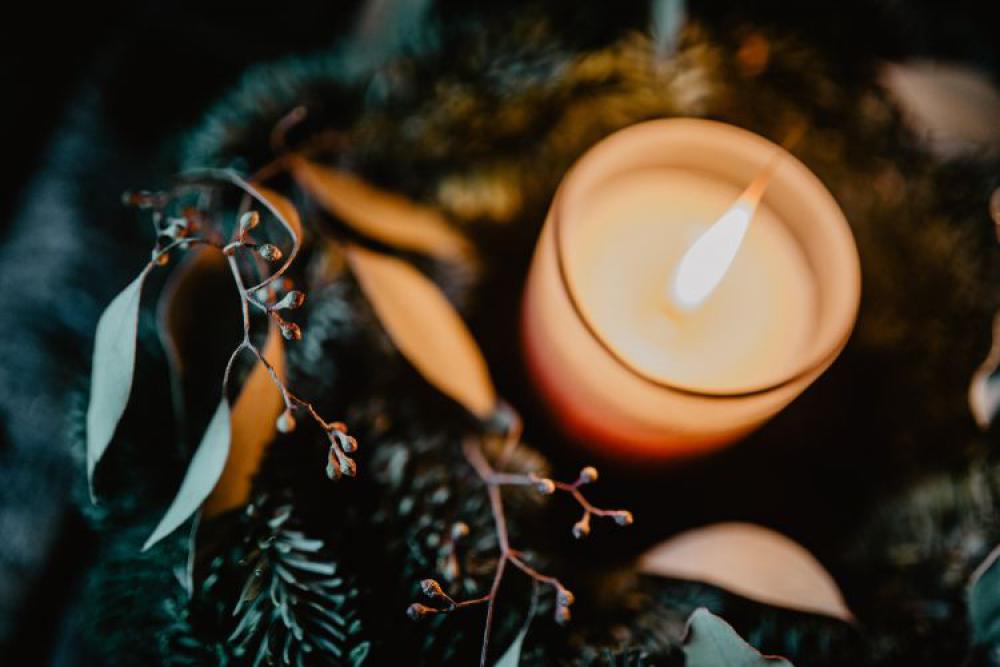 Candle and wreath Candle and wreath