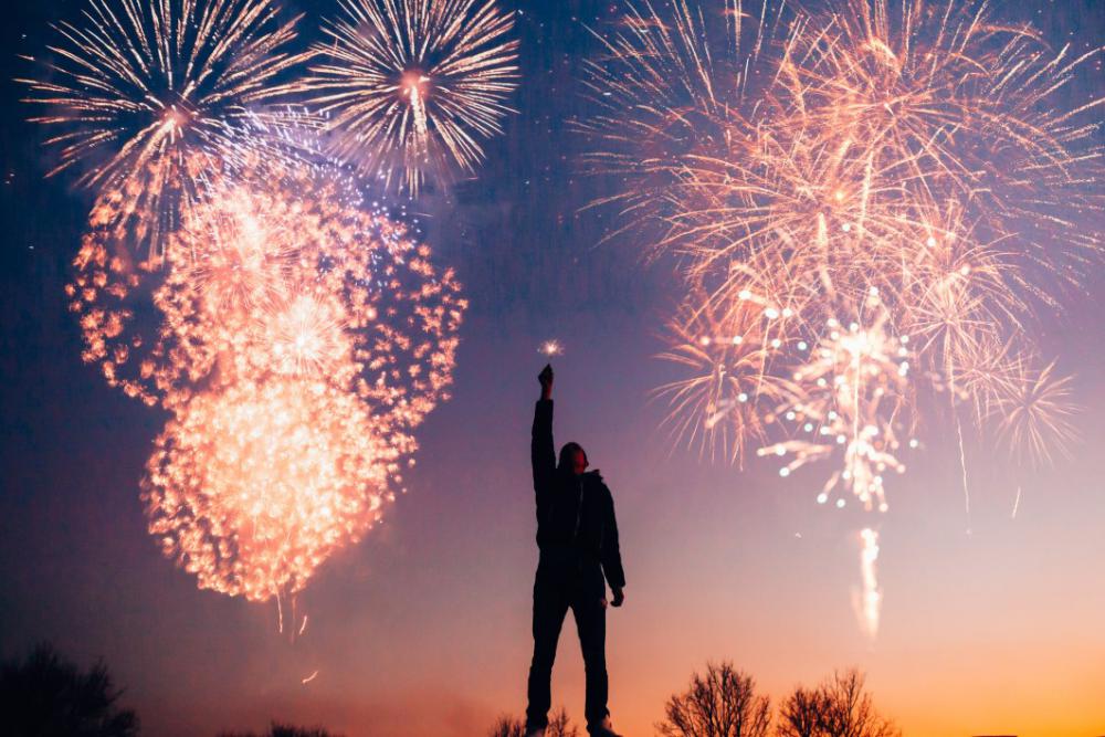 Man Surrounded Fireworks Free Photo Man Surrounded Fireworks Free Photo