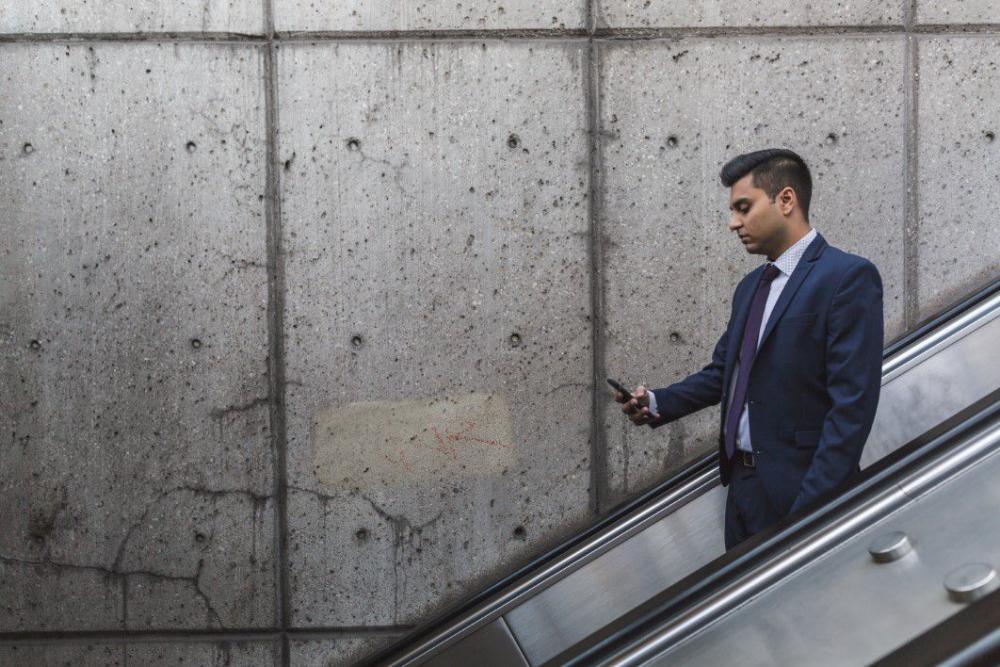 Businessman Mobile Phone Escalator Free Photo Businessman Mobile Phone Escalator Free Photo