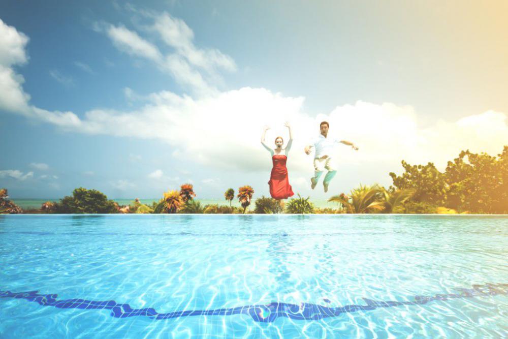 Man Woman Jumping Pool Free Photo Man Woman Jumping Pool Free Photo